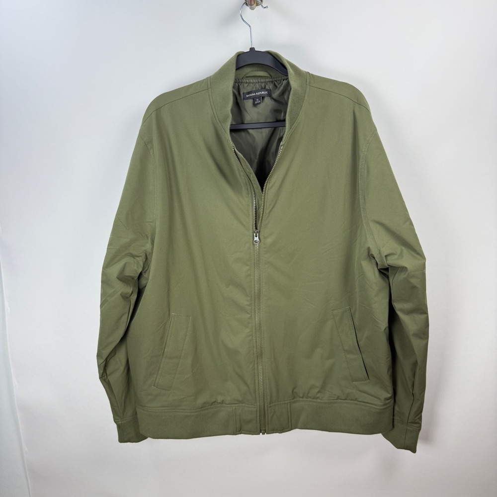 Banana Republic Jacket XL Green Softshell Bomber Full Zip Stretch Heritage NWOT